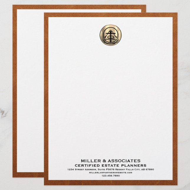 Professionell Gods Planner Letterhead Guld Logotyp Brevhuvud (Fram/baksida)