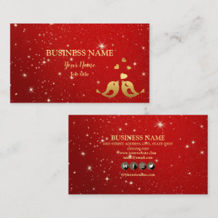 Professionell Golden Birds Hearts Red Shiny Rustic Visitkort