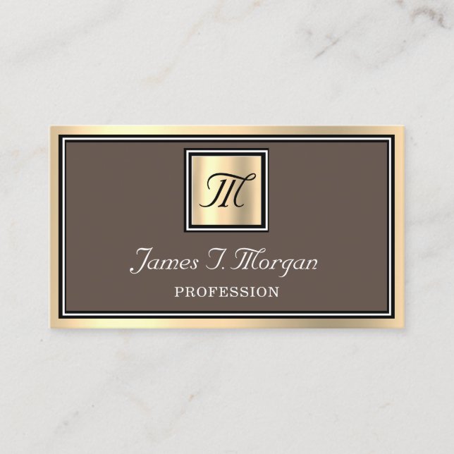 Professionell Golden Coffee Framed VIP Monogram Visitkort (Framsida)
