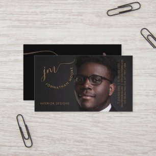 Professionell Golden Namnteckning Monogram Photo Visitkort