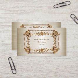 Professionell Golden Ornate Rectangle Dimond-Blomm Visitkort