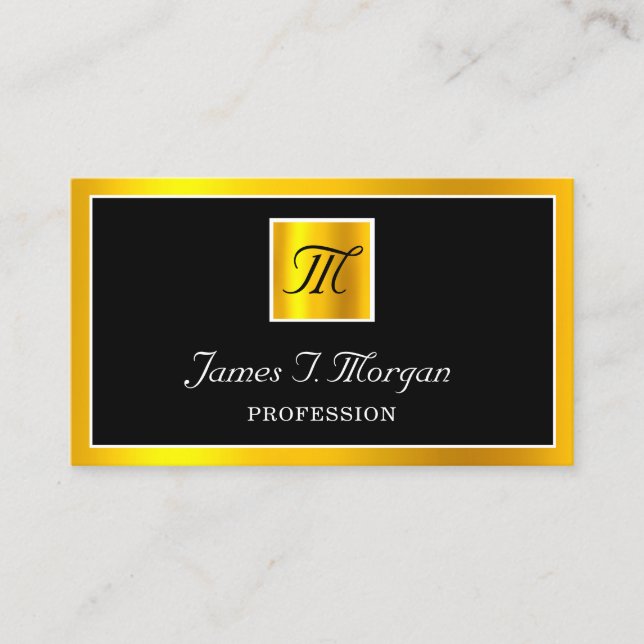 Professionell Golden Ram Logotyp Black Monogram Visitkort (Framsida)