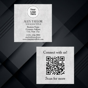 Professionell grå företagslogotyp QR-kod Fyrkantigt Visitkort
