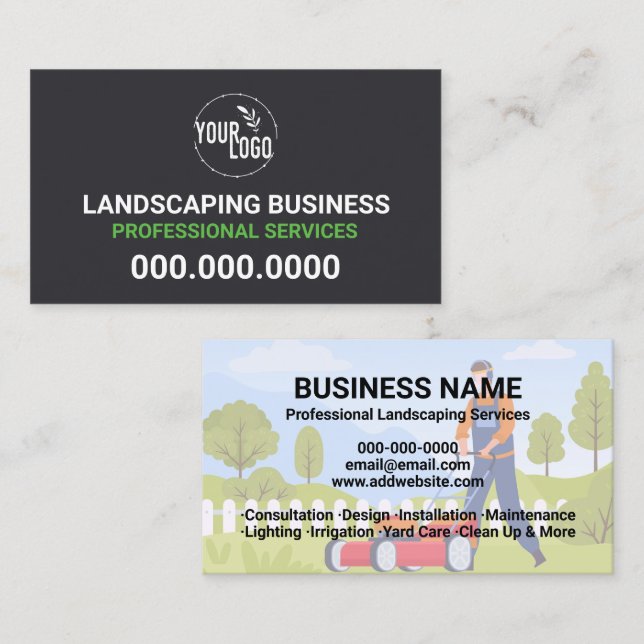 Professionell Gräsmatta Billigt Landscaping Visitkort (Fram/baksida)