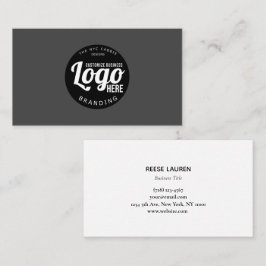 Professionell Grått Affärskort med Logotyp Visitkort