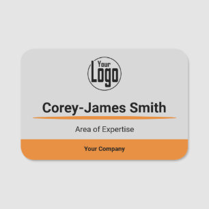 Professionell Grått Black Orange Logotyp Expert Namnbricka