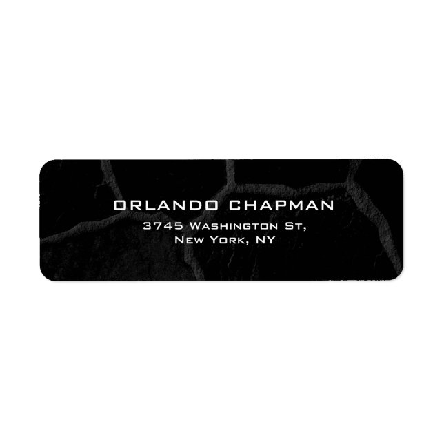 Professionell Grått Black Stone Simple Plain Elega Returadress Etikett (Framsidan)