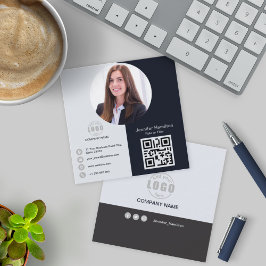 Professionell Grått lägg till din fotoQR-kod Fyrkantigt Visitkort