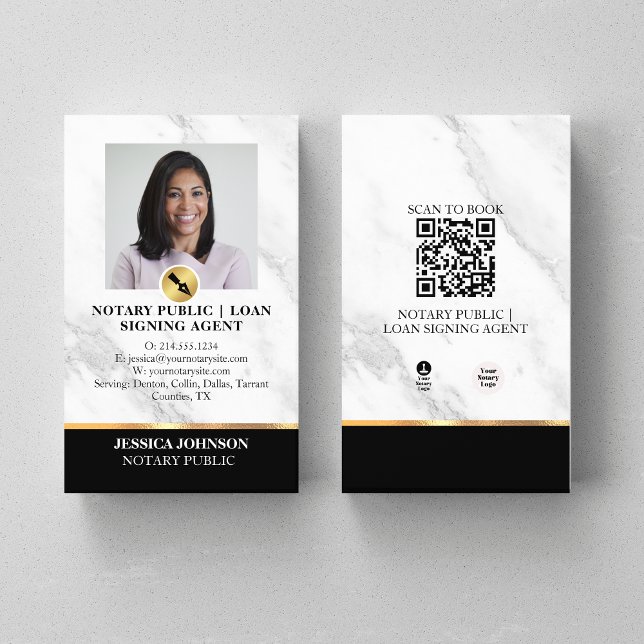 Professionell Grått Marble Luxury Notary Public QR Visitkort (Skapare uppladdad)