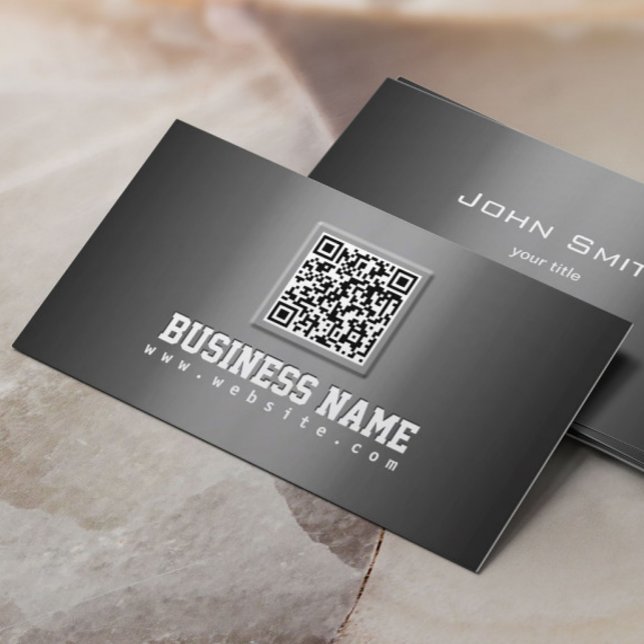 Professionell Grått Metallic QR-kodAffärskort Visitkort (Skapare uppladdad)