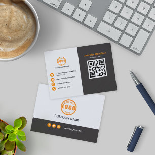 Professionell Grått Orange lägga till Logotypens Q Visitkort