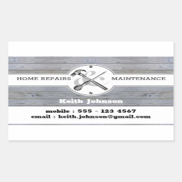 Professionell Grått Wood Grain Handyman Constructi Rektangulärt Klistermärke