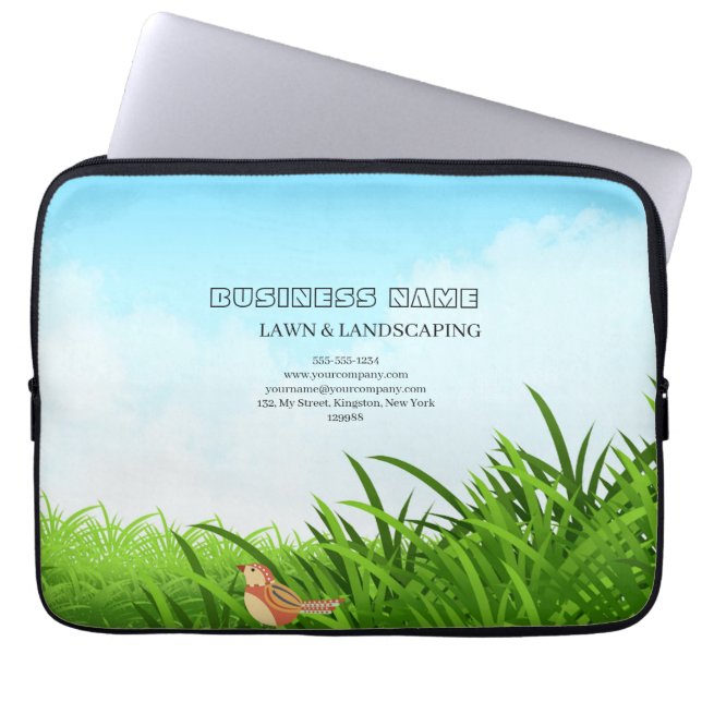 Professionell grön gräsvård & landskapsarkitektur laptop fodral (Framsidan)