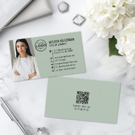 Professionell grön QR-kod foto logotyp Visitkort