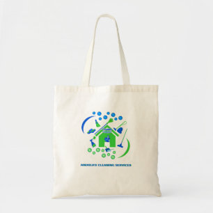 Professionell Grönt och Blue Städning Company Logo Tygkasse