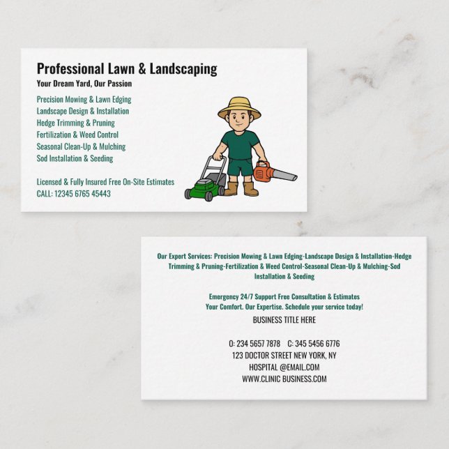 Professionell grönytevård & Landskapsarkitektur Se Visitkort (Fram/baksida)