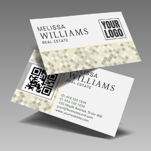 Professionell gul och grå QR-kod logotyp Visitkort