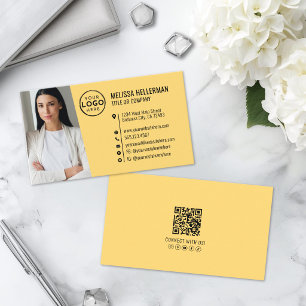 Professionell Gul QR-kod Foto Logotyp Visitkort