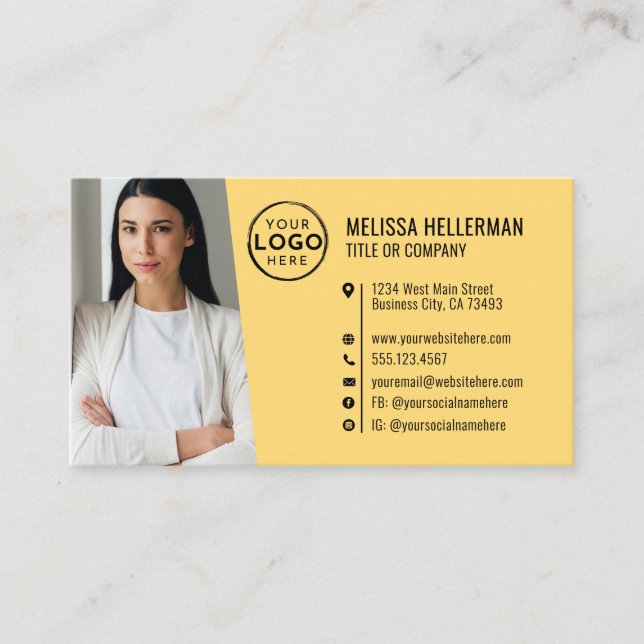 Professionell Gul QR-kod Foto Logotyp Visitkort (Framsida)
