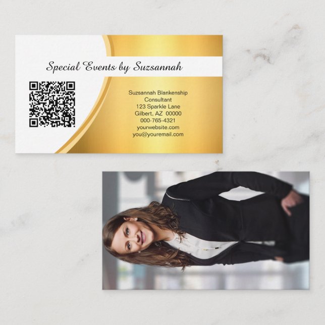 Professionell Guld Anpassningsbar - QR-kod för fot Visitkort (Fram/baksida)