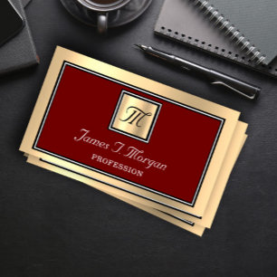 Professionell Guld Brown Maroon VIP Framed Monogra Visitkort