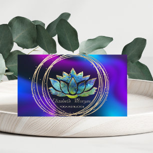 Professionell, Guld Cirklar Lotus Mörk Holografisk Visitkort