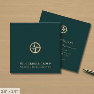 Professionell Guld Compass-Logotyp Fyrkantigt Visitkort