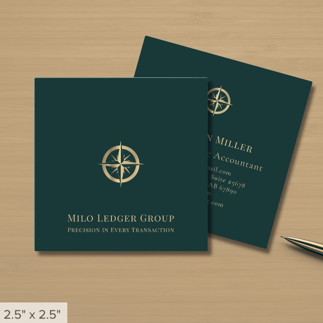 Professionell Guld Compass-Logotyp Fyrkantigt Visitkort (Skapare uppladdad)
