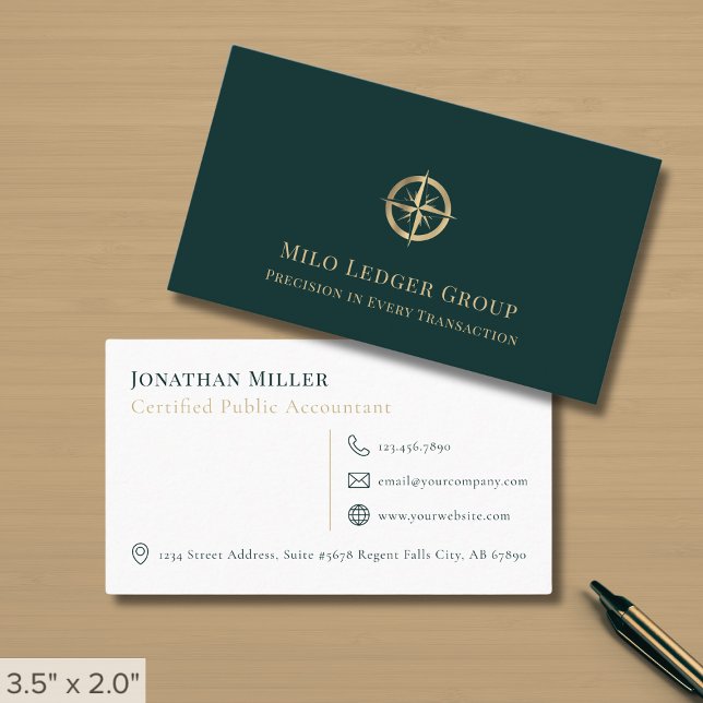 Professionell Guld Compass-Logotyp Visitkort (Skapare uppladdad)