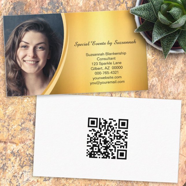 Professionell Guld Flare Anpassningsbar Foto QR-ko Visitkort (Skapare uppladdad)