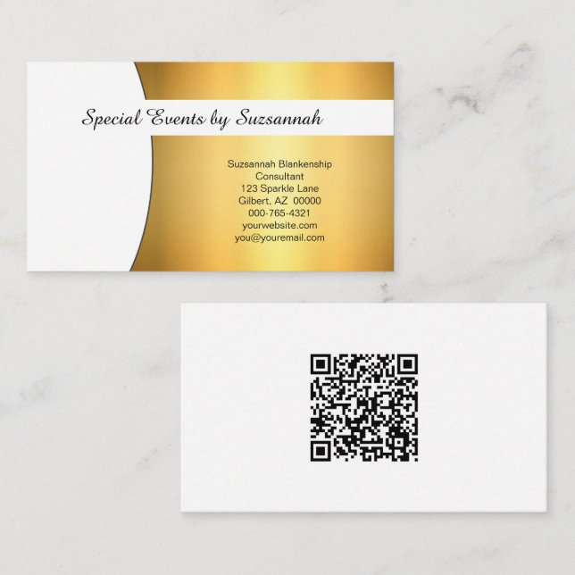 Professionell Guld Flare Anpassningsbar QR-kod Visitkort (Fram/baksida)