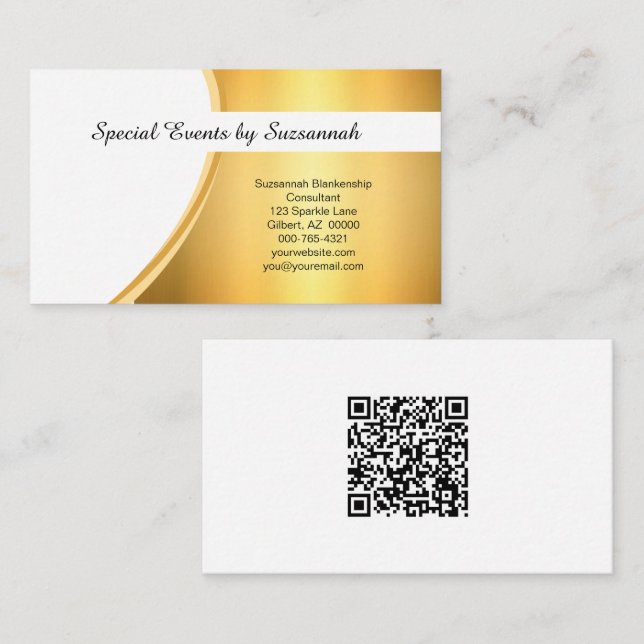 Professionell Guld FlareAnpassad QR-kod Visitkort (Fram/baksida)