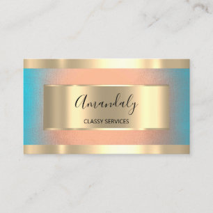 Professionell Guld Framed Elegant Ro Blue Ombre Visitkort