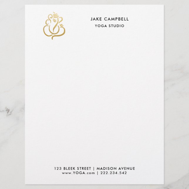 Professionell Guld Ganesh Indian God Yoga Studio Brevhuvud (Framsida)