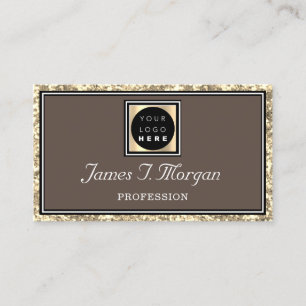 Professionell Guld Glitter Ram Logotyp Smala kaffe Visitkort