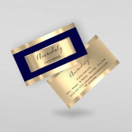 Professionell Guld Hairdresser Makeup Artist Navy Visitkort