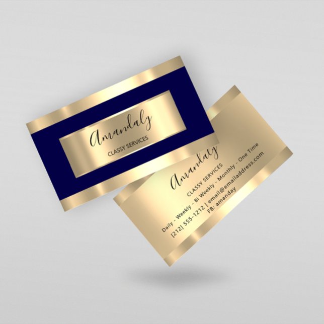 Professionell Guld Hairdresser Makeup Artist Navy Visitkort (Skapare uppladdad)