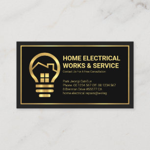 Professionell Guld Home Electric Bulb Visitkort