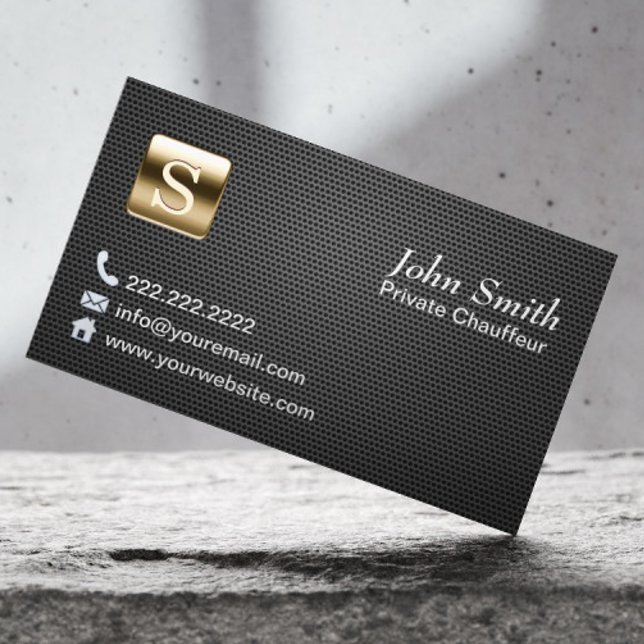 Professionell Guld Logotyp Mörk Metall Chauffeur Visitkort (Skapare uppladdad)