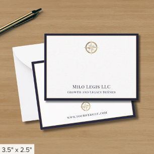 Professionell Guld Logotyp Navy Blue Gräns Anteckningskort
