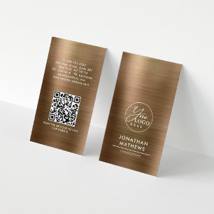 Professionell Guld Logotyp QR-kod för borstad meta Visitkort