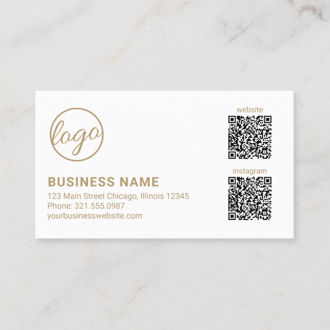 Professionell Guld Logotyp QR-kod Modern Visitkort (Framsida)