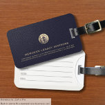 Professionell Guld Logotyp Sälmynningsskylt  Bagagebricka<br><div class="desc">Öka din resupplevelse med vår Professionell Guld Seal Logotyp Luggage Tag. Den här sofistikerade designen kombinerar ett blått lädertryck i rik och en guld-logotyp som kan användas som den är eller anpassas till ditt varumärkes logotyp, vilket gör att du kan resa i stil samtidigt som du ser till att ditt...</div>