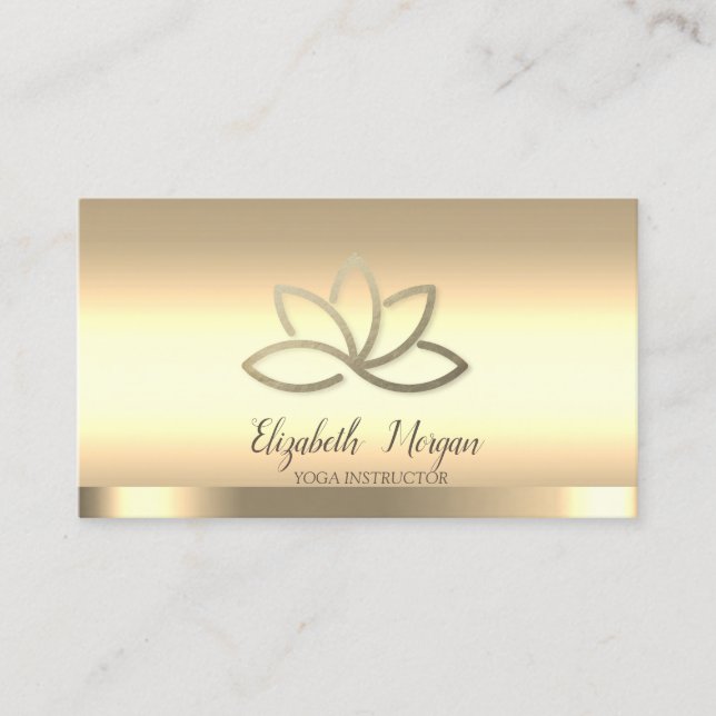 Professionell Guld Lotus Flower Yoga Instructor Visitkort (Framsida)