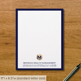 Professionell Guld Monogram Letterhead Brevhuvud