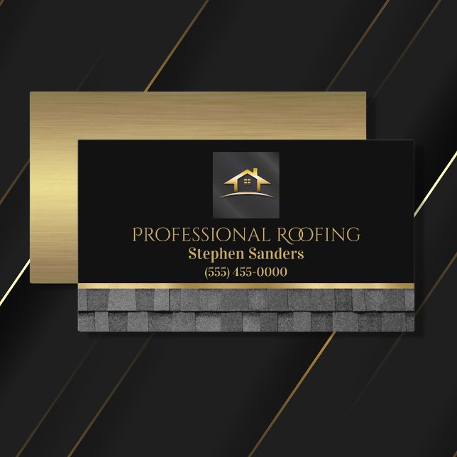 Professionell Guld Roofing Shingles Construction B Visitkort (Skapare uppladdad)