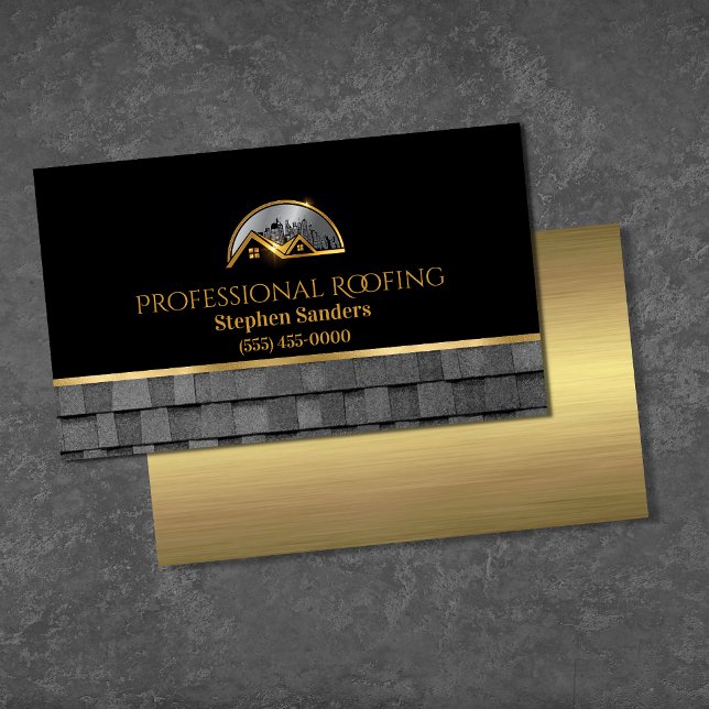 Professionell Guld Roofing Shingles Construction Visitkort (Skapare uppladdad)