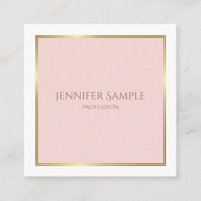 Professionell Guld  Rosa Vita Luxe Plain Fyrkantigt Visitkort (Framsida)