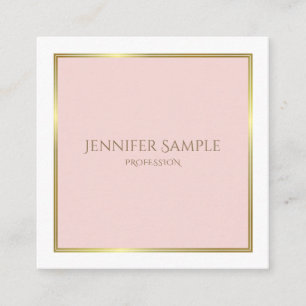 Professionell Guld Rosa White Luxe Plain Fyrkantigt Visitkort