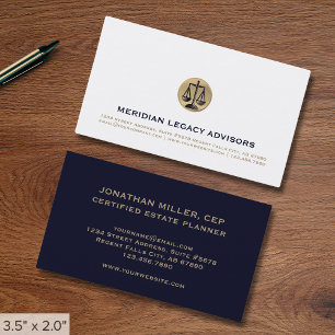 Professionell Guld Scale of Justice Emblem Visitkort
